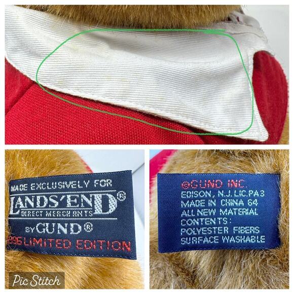 Vintage 1996 Lands End Rugby Kid Kodiak Gund Teddy Bear Plush with Blueberry Pie - Picture 12 of 12
